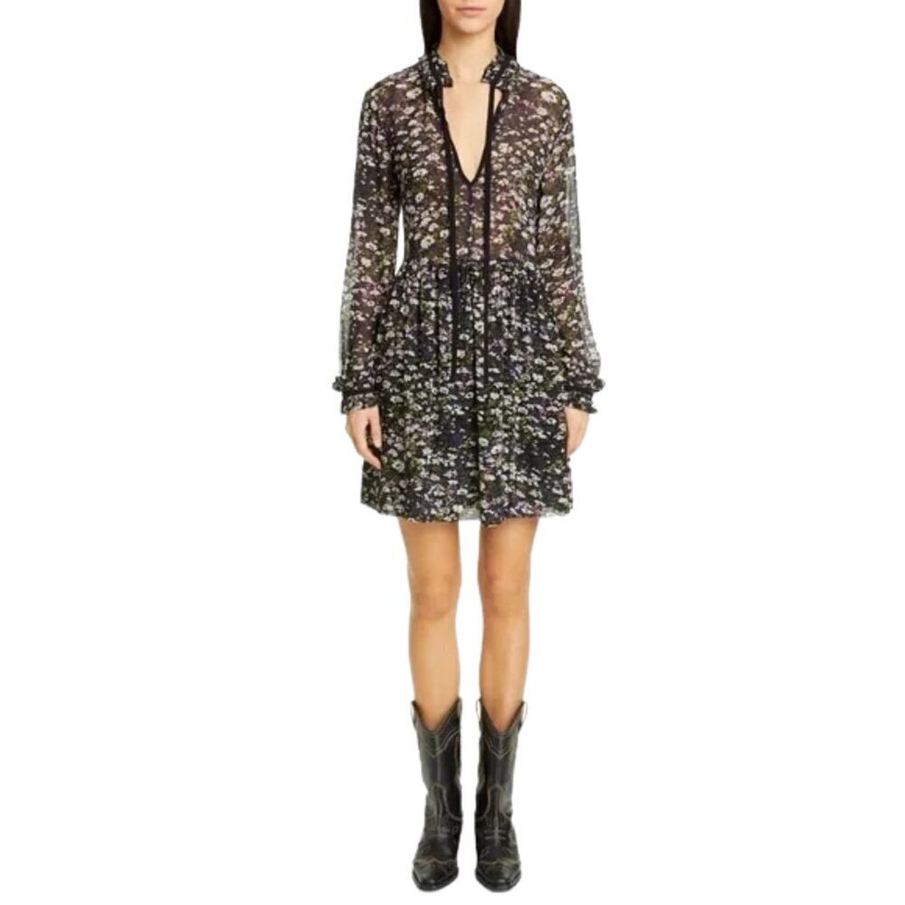 GANNI Georgette Floral Mini Dress Size XXS NWT - Picture 13 of 13